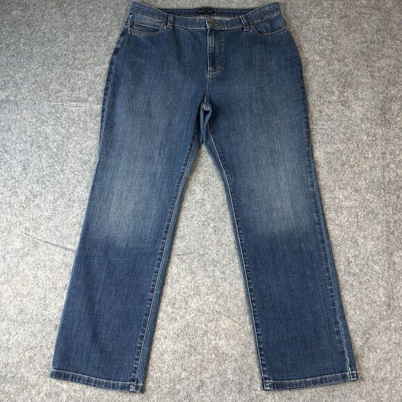 Eileen Fisher Jeans Womens 16 Petite Straight Leg Medium Wash Denim - Picture 1 of 10
